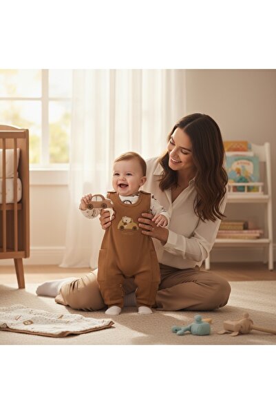 OREVİA Araba Nakışlı Erkek Bebek Tulum 3’lü Tulum Seti – Zıbın, Tulum ve Çora...