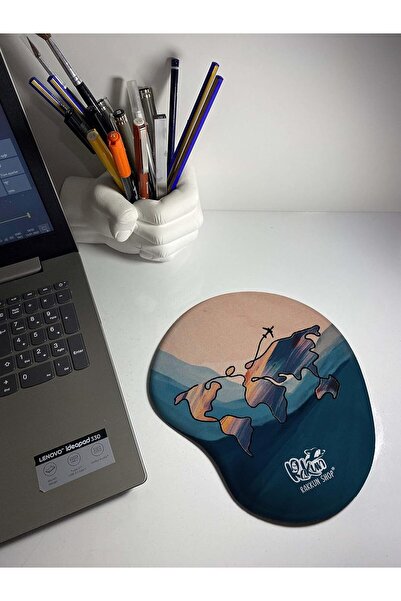 Hype Store Rakkun Shop - World Map Printed Mouse Pad with Wrist Support