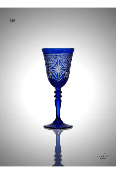 AKDEN STORE Kristal Kesme Dekor Ayaklı Su Bardağı, Ayaklı Kadeh