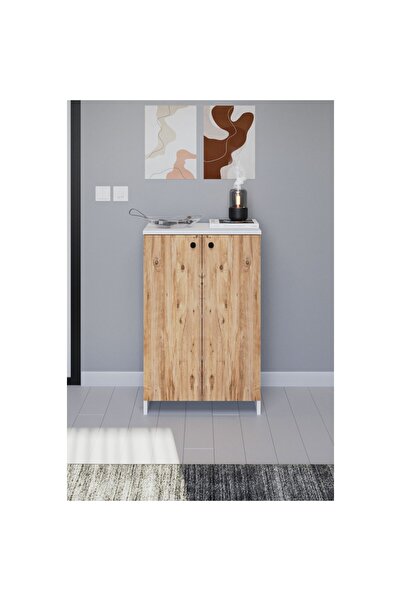 OEM 2 Kapaklı Modern Ayakkabılık – Beyaz Meşe Renk