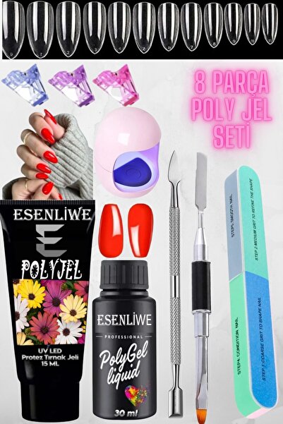 ESENLİWE 8 Parça Polygel Protez Tırnak Jeli Kalıcı Oje Akrilik Akril Jel Uygu...