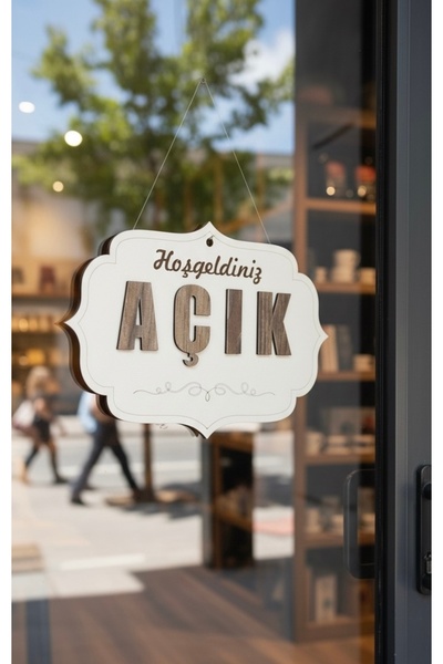 mdf Şık ve Modern! 20x25 cm Kabartma Yazılı AÇIK/KAPALI Kapı Levhası - İşletmenize Fark Katın!