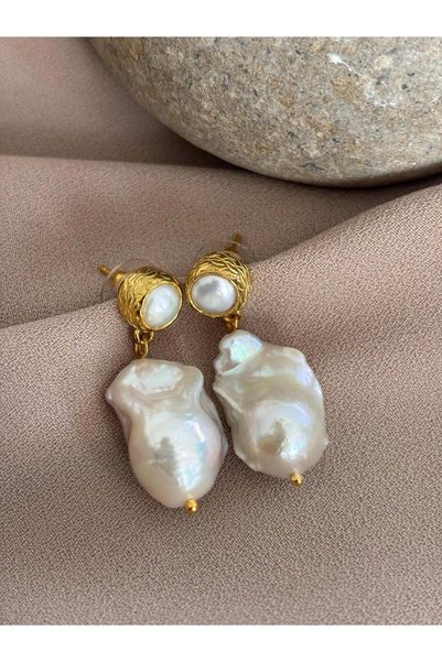 BuinJewellery Büyük Barok İnci Küpe