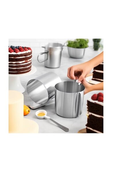 RABY Adjustable stainless steel cake ring, diameter 16–30 cm, height 15 cm, silver