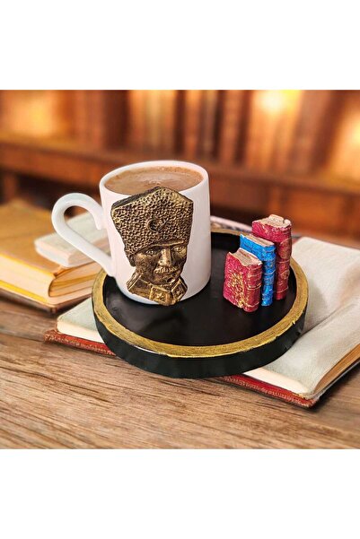 RivelCandle طقم فناجين قهوة تركية بتصميم أتاتورك - فنجان بتصميم خاص وطبق تقدي...