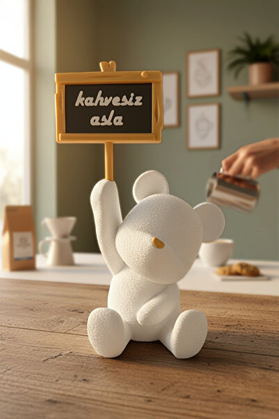 Obaco Tabelalı Sevimli Ayıcık, Kahve Köşesi Kahve Sunum Yanı 19cm Bioplastik