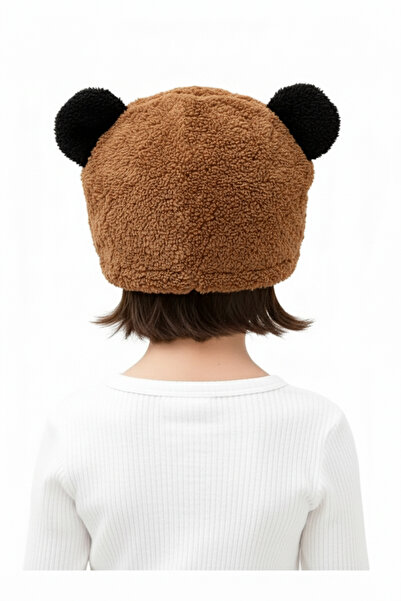 KAŞIKBEY Beret Cute Teddy Bear Panda Eared Children's Plush Beret Welsoft Windproof Hat Winter Plush Beret