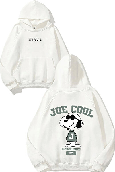 urbvn جوي كول ديزاين مطبوع قصة فضفاضة سويت شيرت أبيض بغطاء رأس