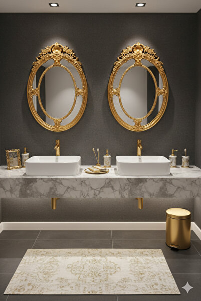Generic Artistic mirror set with a wavy gold frame – a touch of modern luxury 80*54cm
