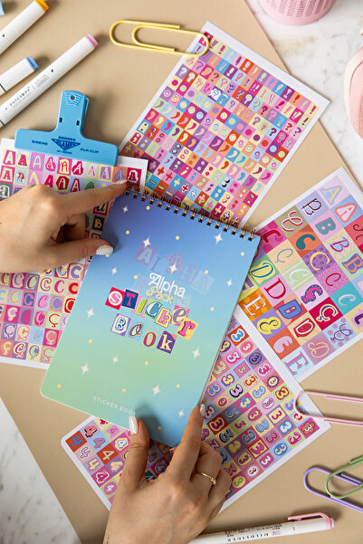 PAPERORA A5 18 Yaprak Harf Sticker Defteri – Alfabe, Rakam ve Noktalama İşaretleri Seti