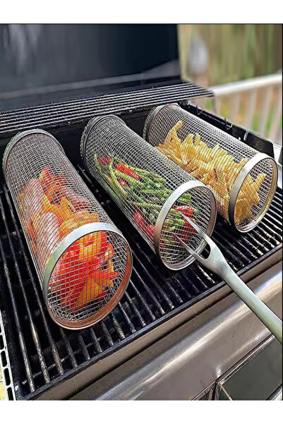 OEM Cos cilindric rotativ versatil pentru gratar, otel inoxidabil, 30x9cm