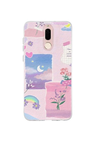 FLAMENKO حافظة هاتف شفافة متوافقة مع هاتف هواوي ميت 10 لايت بنمط زهور الباستي...