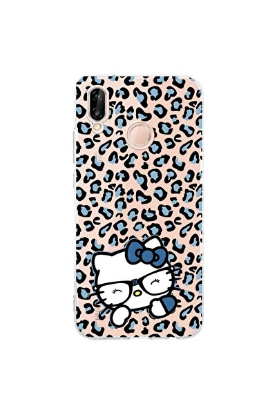 FLAMENKO حافظة هاتف شفافة بنمط كيتي متوافقة مع هاتف هواوي P20 لايت