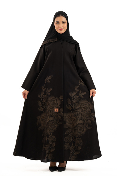 Hasnaa Abaya Afaf Abaya, Afaf Abaya with soft brown embroidery