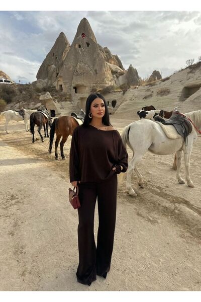 aytenli Boat Neck Batwing Sleeve Reverse Stitch Detail Top Elastic Waist Pocketed Pants Flowy Stylish Comfortable Set