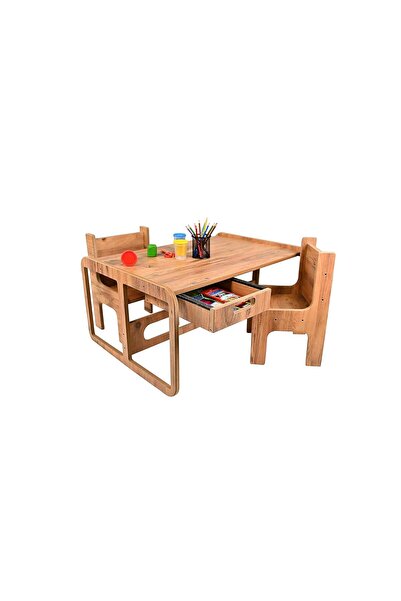 Hype Store İki Kişilik Çekmeceli Ahşap Çocuk Oyun & Aktivite Masa ve Sandalye...