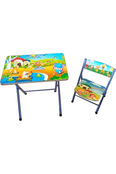 OEM Children's table and chair set, MDF/metal, Blue, 65x70x46 cm