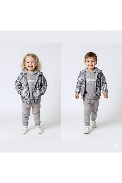 GİRL EMELY Unisex Children's Printed Micro Fabric Waterproof Raincoat 100% Cotton 2-Ply 3-Piece Set