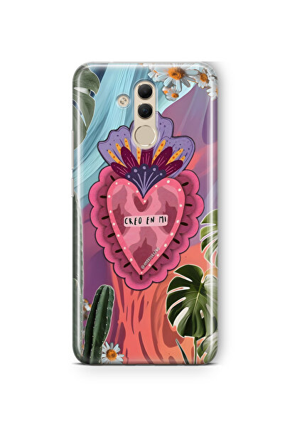 FLAMENKO حافظة هاتف شفافة متوافقة مع هاتف Huawei Mate 20 Lite بنمط قلب وزهرة ...