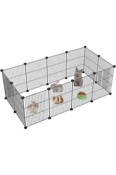 AyrStore Evcil Küçük Hayvan Kedi Köpek Kuş Evi Kafesi Oyun Parkı Portatif Taşınabilir Metal Tel 12 P