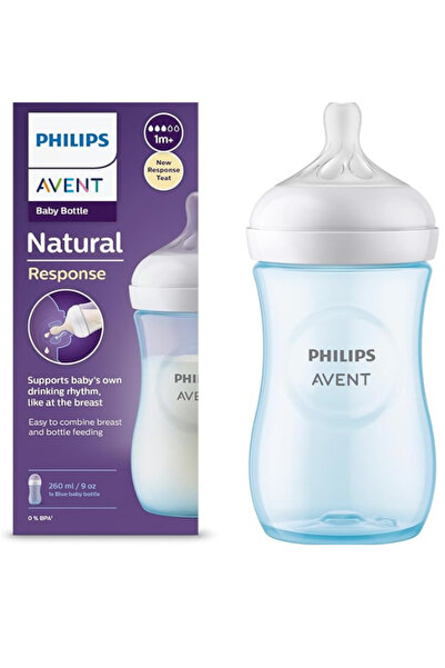 Philips Avent Natural Response Baby Feeding Bottle 260ml,+1month, Blue Color (SCY903/21)