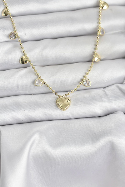 Clariss Brass Gold Color Heart Model Women's Necklace