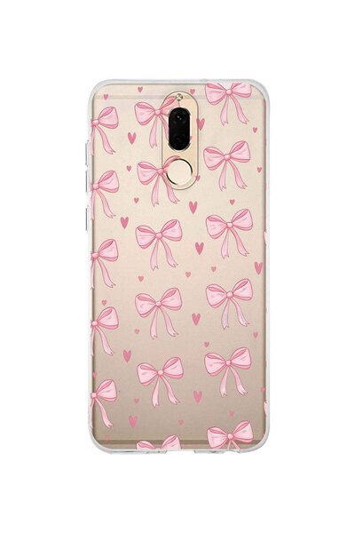 FLAMENKO حافظة هاتف شفافة بنمط فيونكة وردية متوافقة مع هاتف هواوي ميت 10 لايت