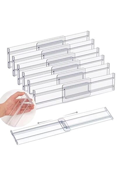 Hype Store 3'lü Şeffaf Teleskopik Ayarlanabilir Çekmece Bölücü Mutfak Banyo v...