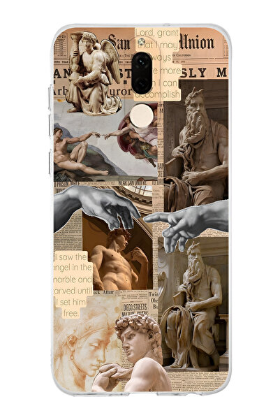 FLAMENKO حافظة هاتف شفافة بنمط كولاج تمثال عصر النهضة متوافقة مع هاتف هواوي م...