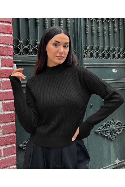 HAFT سترة تريكو طويلة الأكمام ذات رقبة عالية – مجموعة بوتيك