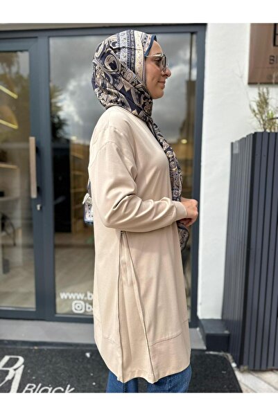 MissWhence 38020 Zipper Detail Women's Tunic Stone Color