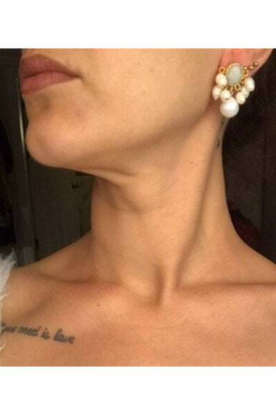 BuinJewellery Ay Taşı İnci Sarkıt Küpe