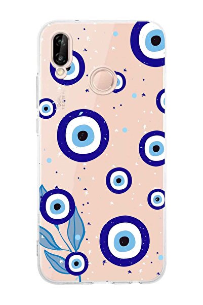 FLAMENKO حافظة هاتف شفافة متوافقة مع هاتف هواوي P20 لايت بنمط عين الليل