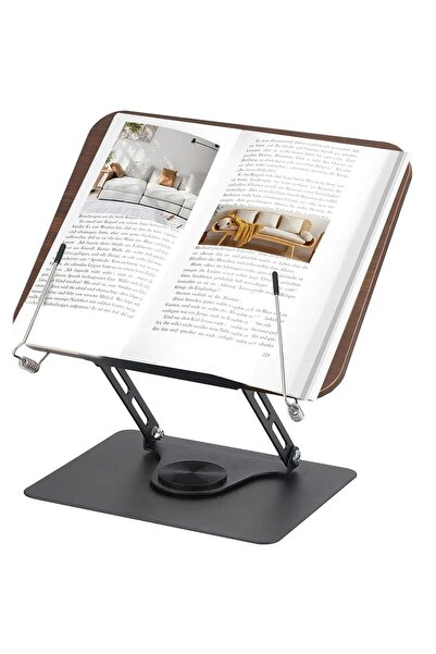 Hepta Collection HT-907 Metal Ahşap Kitap Okuma Standı 360 Dönebilen Katlanab...
