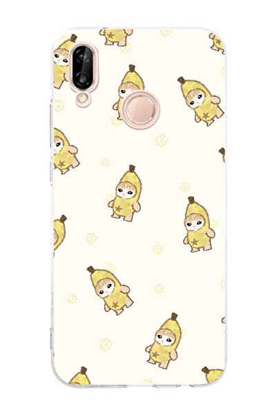 FLAMENKO حافظة هاتف شفافة متوافقة مع هاتف Huawei P20 Lite بنمط قطة مزينة بالفواكه