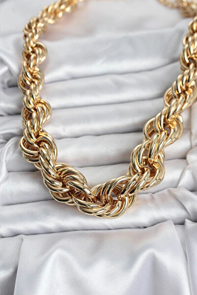 Clariss Brass Gold Color Spiral Rope Model Women's Necklace