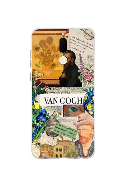 FLAMENKO حافظة هاتف شفافة متوافقة مع هاتف هواوي ميت 10 لايت بنمط فان جوخ كولاج