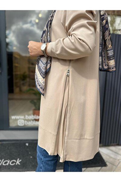 MissWhence 38020 Zipper Detail Women's Tunic Stone Color