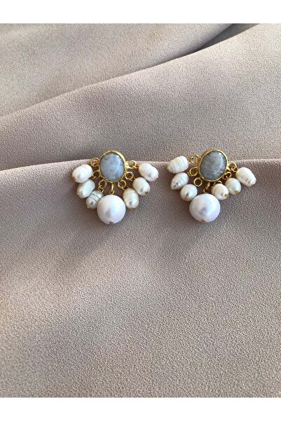 BuinJewellery Ay Taşı İnci Sarkıt Küpe
