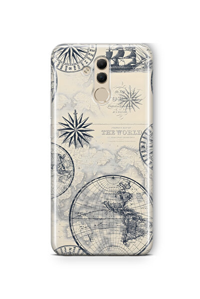 FLAMENKO حافظة هاتف شفافة بنمط خريطة العالم والبوصلة متوافقة مع هاتف هواوي مي...