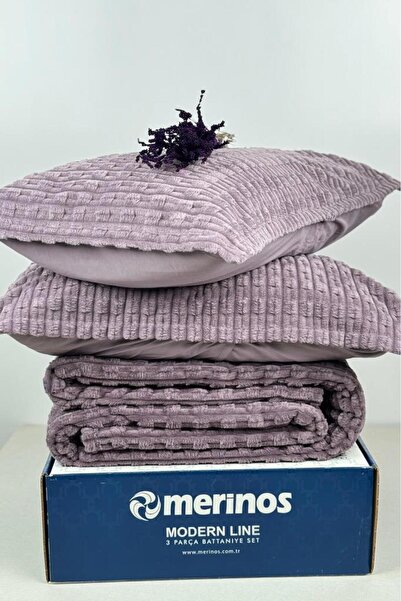 Merinos Modern Twist 2 Piece Double Blanket Set Boxed 160X220 Plum