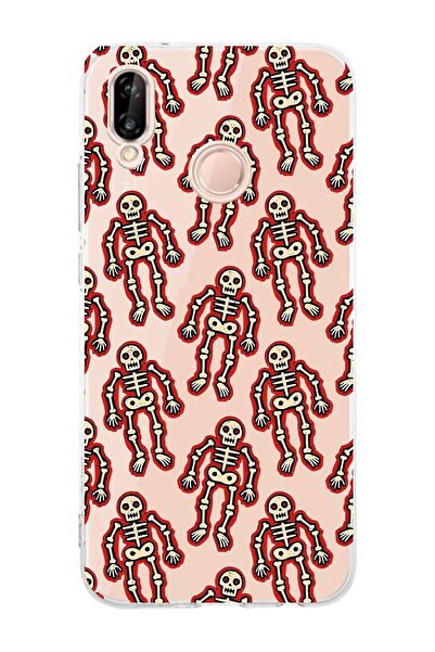 FLAMENKO حافظة هاتف شفافة بنمط هيكل عظمي متوافقة مع هاتف هواوي P20 لايت