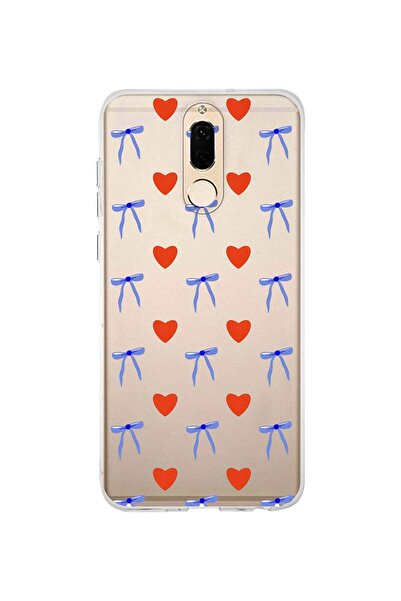 FLAMENKO حافظة هاتف شفافة متوافقة مع هاتف Huawei Mate 10 Lite بنمط قلب وشريط