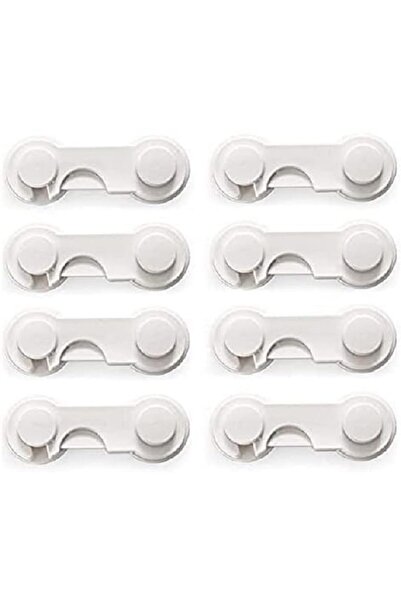 Hype Store Çocuk Güvenlik Dolap Kilidi, 8 Adet, Beyaz, 9,8 x 3,5 cm