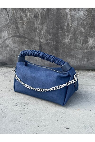 na nura collection Синя жіноча сумка з замшею, ланцюжком і ручкою