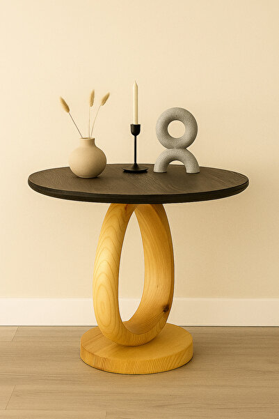 Onouqo Palermo Basic Yuvarlak Modern Rustik Retro Dekoratif Ahşap Yan Mantar ...