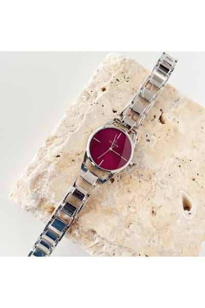 Vesce Atelier Minho Silver Watch Burgundy