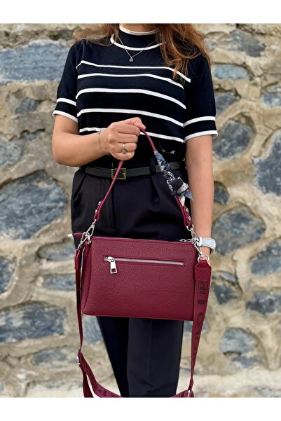 Just Polo Women's Original Adjustable Strap Soft Leather Shawl Detailed Luxury Hand and Shoulder Bag