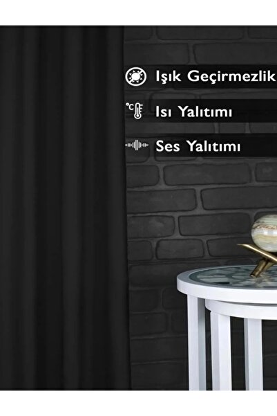 İM&YA Işık Geçirmez Blackout Siyah Karartma Saten Perde