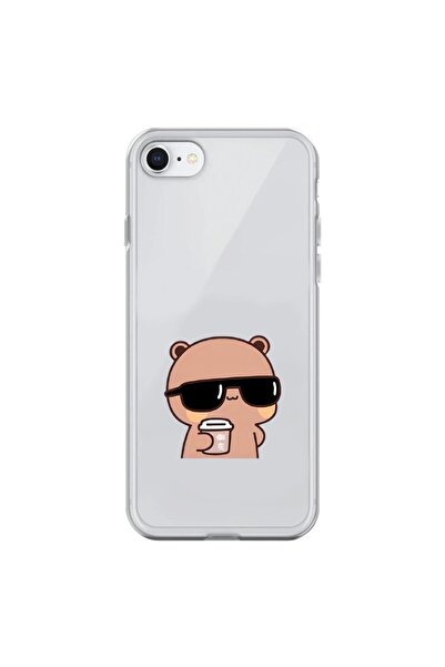 Dali Design حافظة شفافة متوافقة مع هاتف iPhone 8 بتصميم Couple Teddy Bear 1